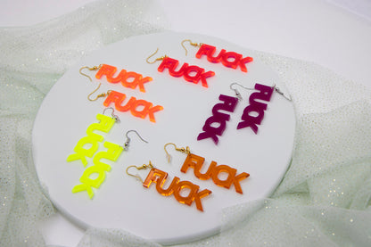 Worddrops FUCK  – Statement text Ohrringe aus Acrylglas