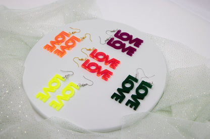 Worddrops LOVE  – Statement text Ohrringe aus Acrylglas