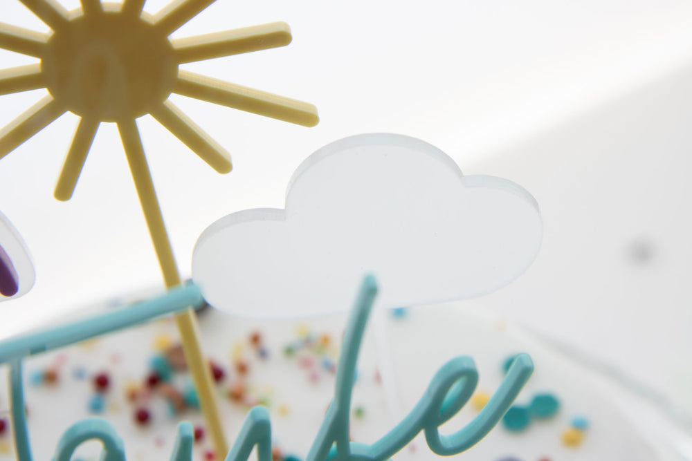 Cake Topper Set zur Taufe mit Namen und kleinen symbolen