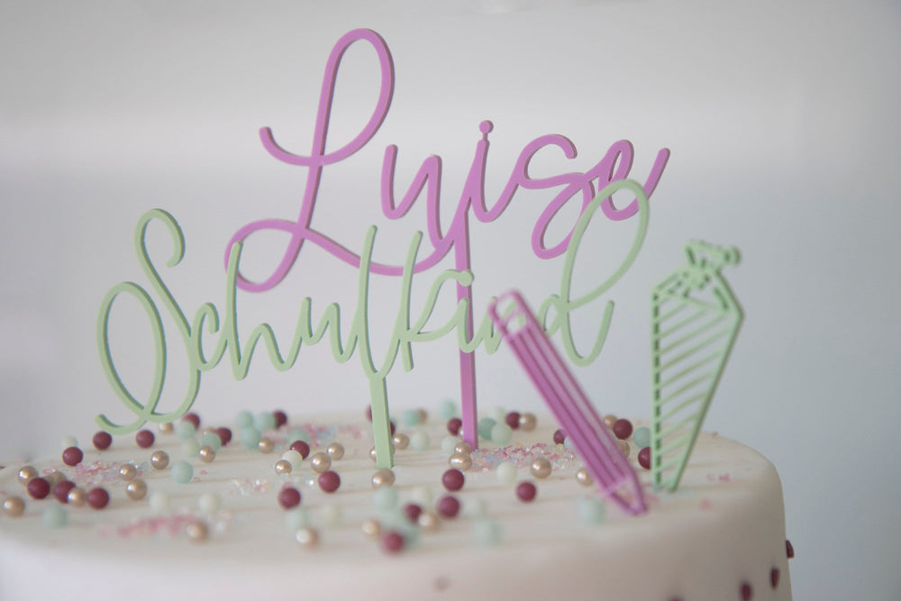 Cake Topper Set zur Einschulung mit Namen