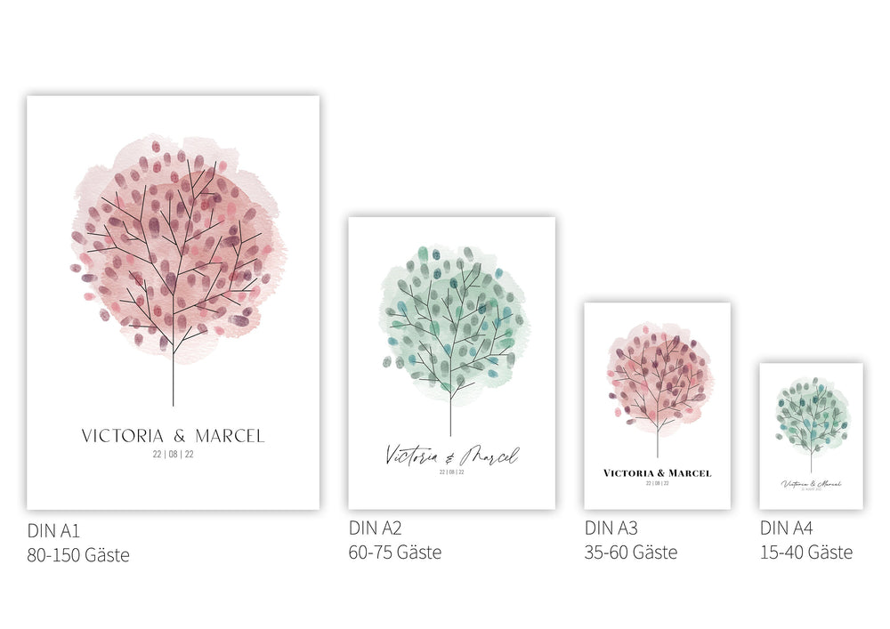 Individueller Wedding tree Baum aquarell mit Namen